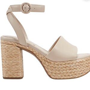 NWT-Marc Fisher Palyca Beige and Natural Espadrille Platform Wedge Sandals